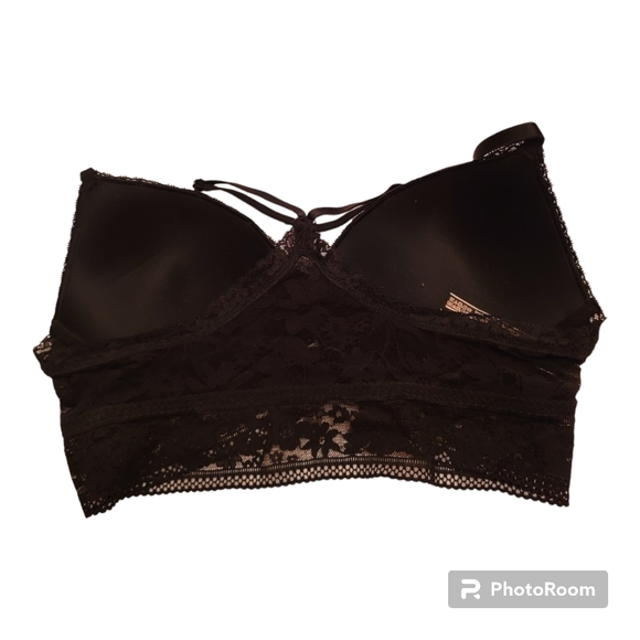 Victoria Secret Lace Wireless Lined Racerback Bralette Set Of 2 Black/White Sz M - Picture 10 of 16